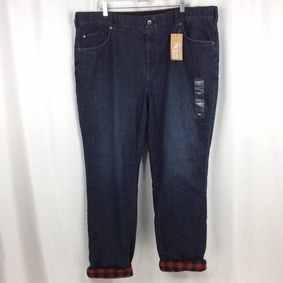 NWT Eddie Bauer Boyfriend Midrise Slim Flannel Lined Jeans Womens Plus Size 18W - Picture 1 of 9